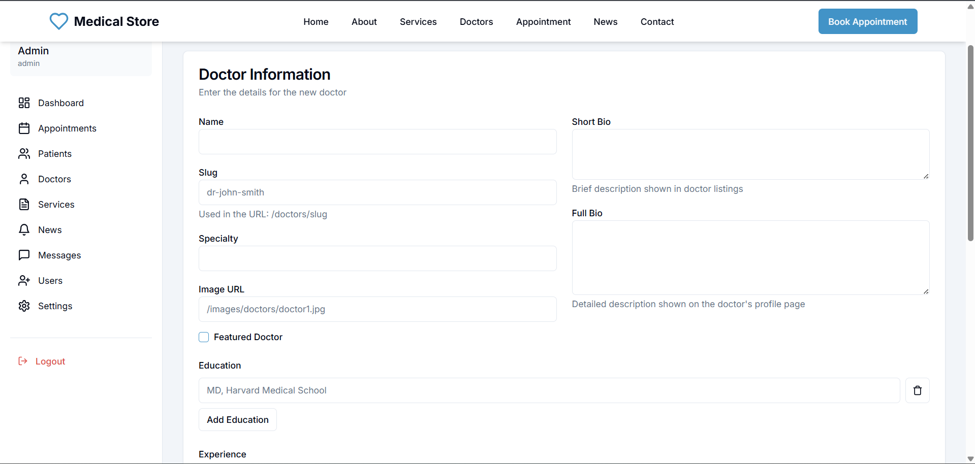 Medico - The Doctor's appointment booking system