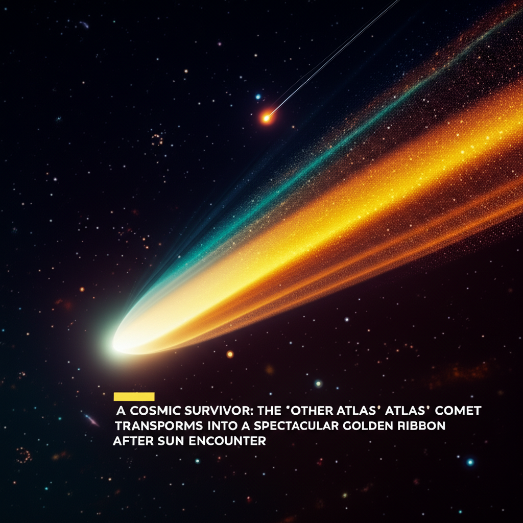 A Cosmic Survivor: The 'Other ATLAS' Comet Transforms into a Spectacular Golden Ribbon After Sun Encounter