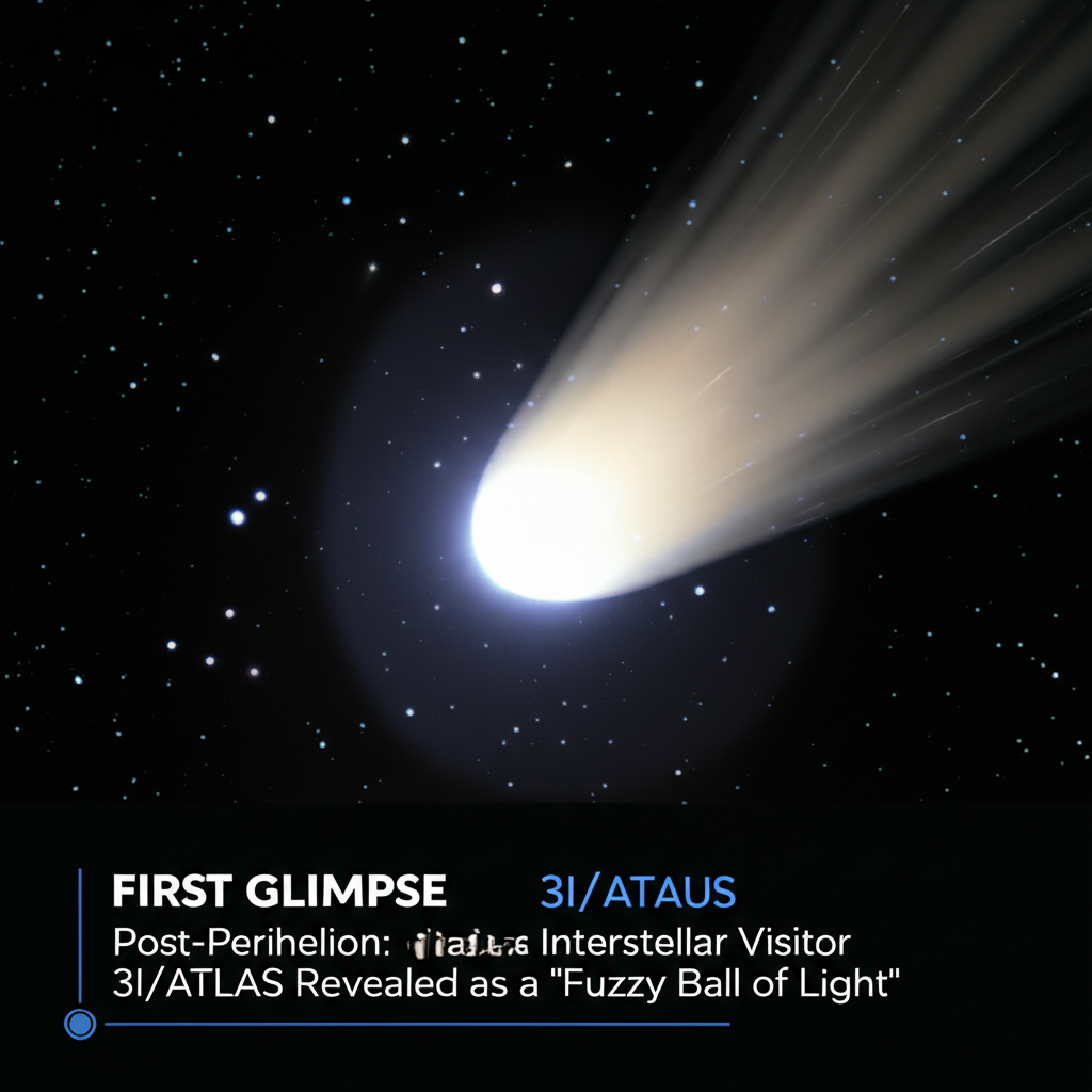 First Glimpse Post-Perihelion: Interstellar Visitor 3I/ATLAS Revealed as a 'Fuzzy Ball of Light'